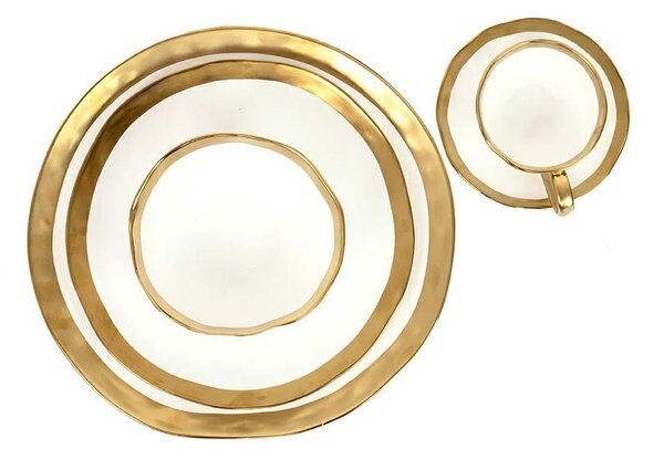 Kare Design Bell Kávéscsésze Szett Porcelán Fehér-Arany 4 Darabos