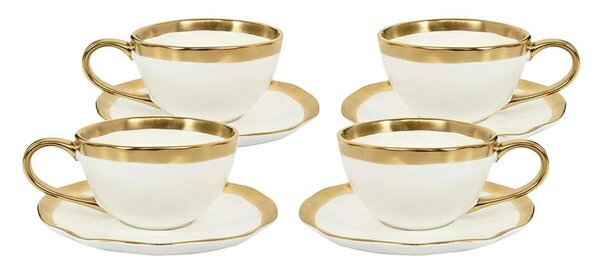 Kare Design Bell Kávéscsésze Szett Porcelán Fehér-Arany 4 Darabos