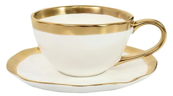Kare Design Bell Kávéscsésze Szett Porcelán Fehér-Arany 4 Darabos