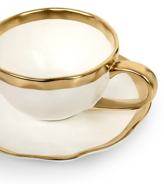 Kare Design Bell Kávéscsésze Szett Porcelán Fehér-Arany 4 Darabos