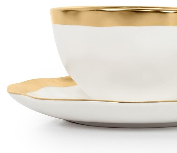 Kare Design Bell Kávéscsésze Szett Porcelán Fehér-Arany 4 Darabos