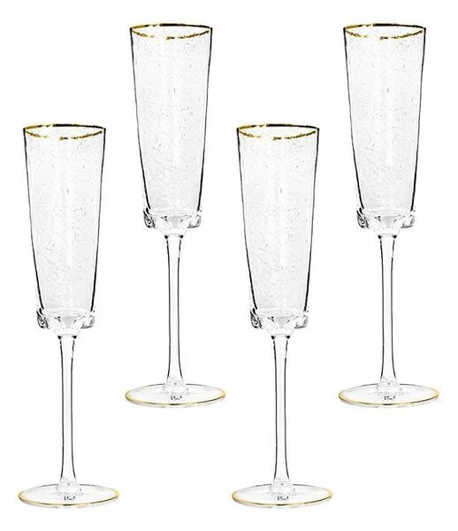Kare Design Hommage Pezsgőspohár Szett Kézzel Készített Üveg Arany Szegéllyel 165ml