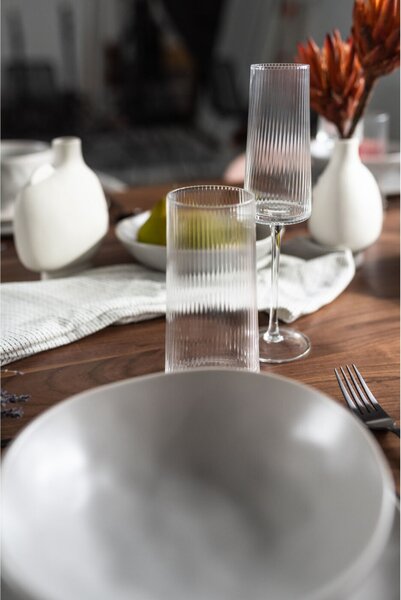 Kare Design RIFFLE Pezsgőspohár Szett 215 ml Üveg Átlátszó Bordázott Mintával