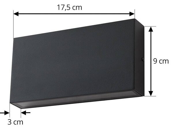Lindby LED kültéri falilámpa Jarte, fekete, fém, 17 cm, IP54, Fekete, Alumínium, Modern