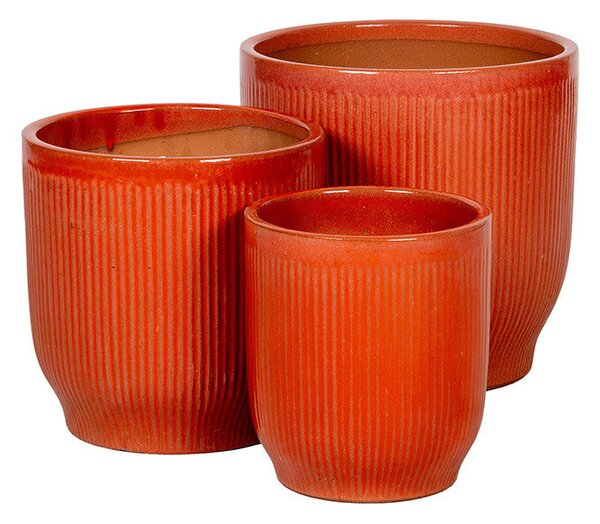 Maxton Classic kerámia növénytartó szett égetett narancs 24x26-36x37cm S3