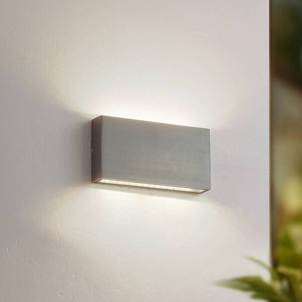 Lindby LED kültéri falilámpa Jarte, ezüst, fém, 17 cm, IP54, Króm / ezüst, Alumínium, Modern