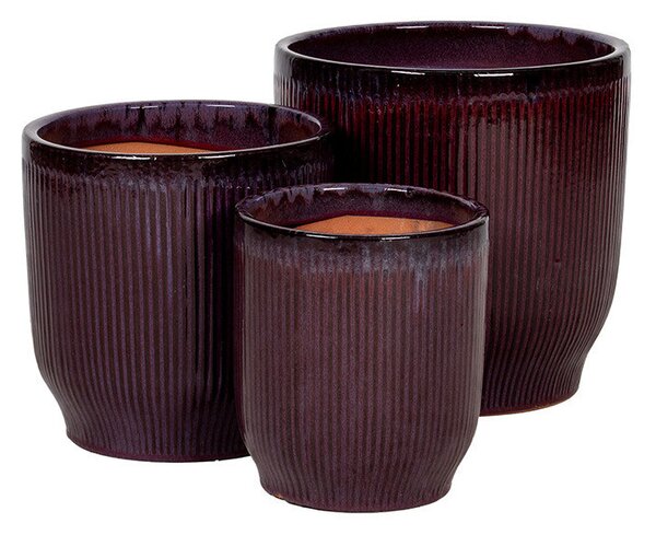 Maxton Classic kerámia növénytartó szett padlizsánlila 24x26-36x37cm S3