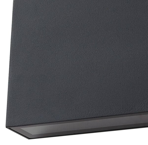 Lindby LED kültéri falilámpa Jarte, fekete, fém, 17 cm, IP54, Fekete, Alumínium, Modern