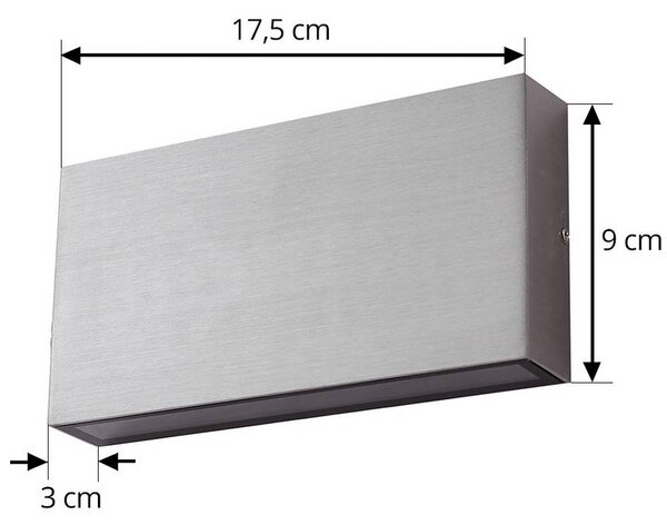 Lindby LED kültéri falilámpa Jarte, ezüst, fém, 17 cm, IP54, Króm / ezüst, Alumínium, Modern
