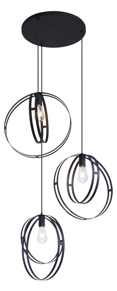 Design függőlámpa fekete kerek 3-lámpás - Indu