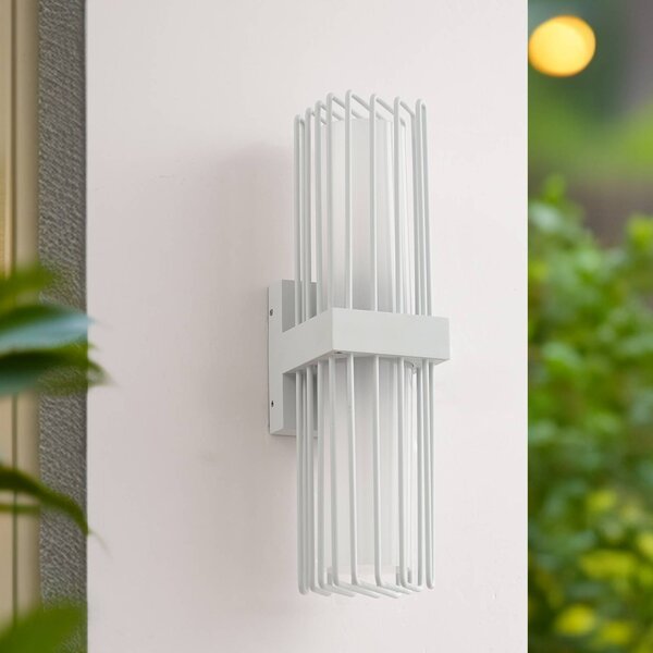 Lucande Chandan kültéri fali lámpa, 42 cm, fehér, fém, IP54, dimmelhető, Fehér / opál, Alumínium, Modern
