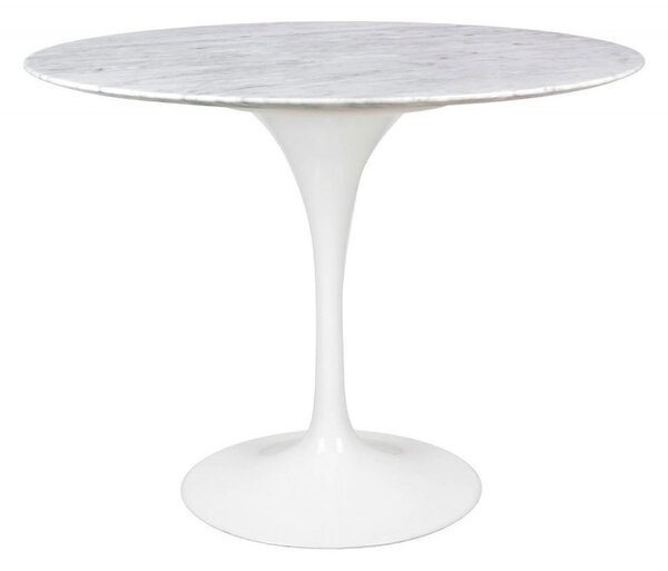 TULIP MARBLE 100 CARRARA fehér asztal - kerek márvány lap, fém