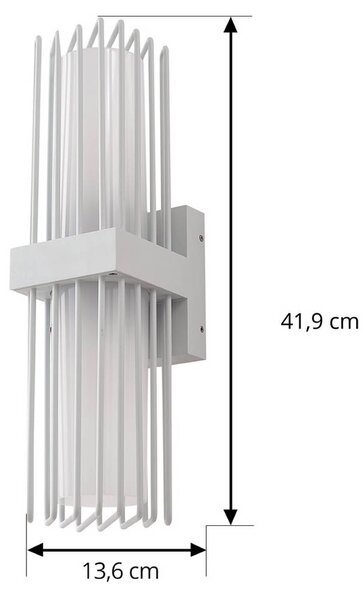 Lucande Chandan kültéri fali lámpa, 42 cm, fehér, fém, IP54, dimmelhető, Fehér / opál, Alumínium, Modern
