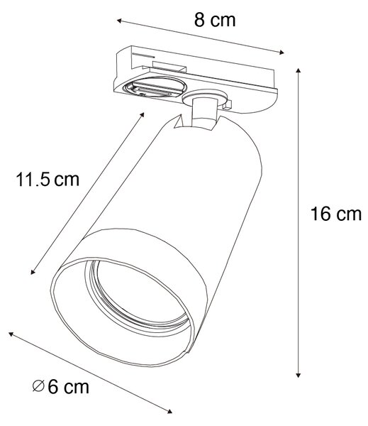 Modern reflektor fehér gyűrűvel 1 fázisú sínrendszerhez GU10 50mm - Iconic Jeana