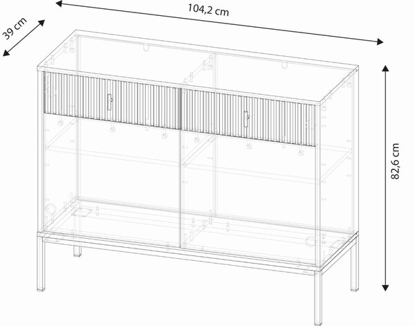 Komód zöld színben, 2 ajtóval és 2 fiókkal MAGGIORE