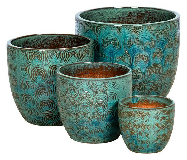 Pacific Classic Kerámia Növénytartó Szett Alsó Lyuk Nélkül Türkizkék 21,5x18,5-46x40cm S4