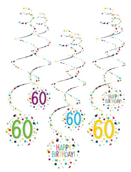 Konfettis Happy Birthday 60 szalag dekorációs szett 6 db-os