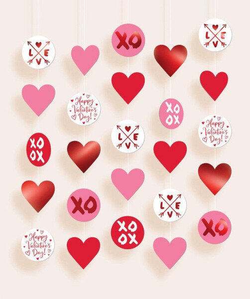 Happy Valentine&#039;s Day függő dekoráció 5 db-os szett