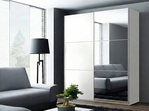 Gardróbszekrény Honolulu 124, Laminált forgácslap, 215x151x65cm, Fehér