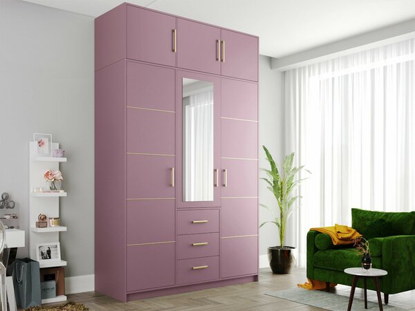 Gardróbszekrény Rosa II, Laminált forgácslap, 245x147x58cm, Lila