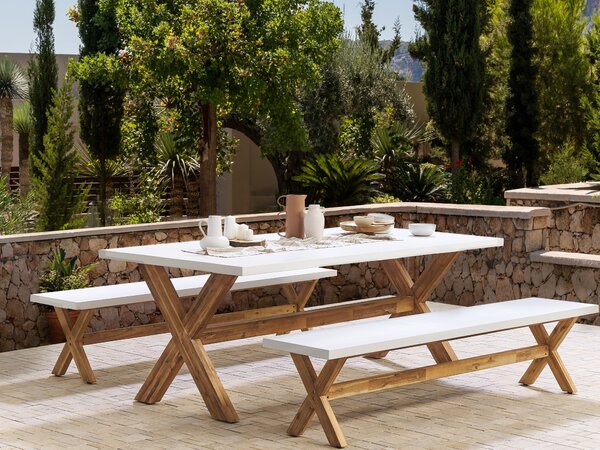 Kerti pad OLBIA 200 cm Beton Fehér