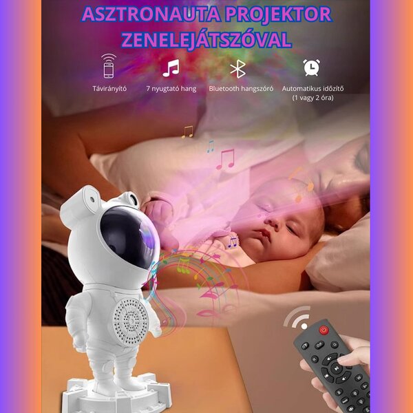 Bluetooth-os Asztronauta Galaxis Projektor Beépített Hangszóróval