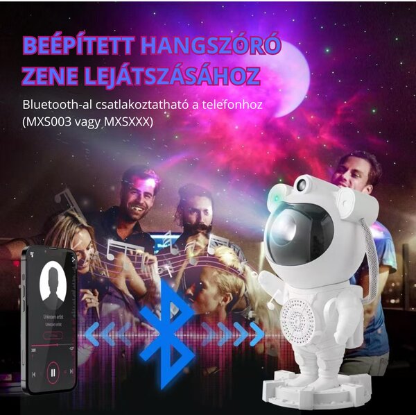Bluetooth-os Asztronauta Galaxis Projektor Beépített Hangszóróval