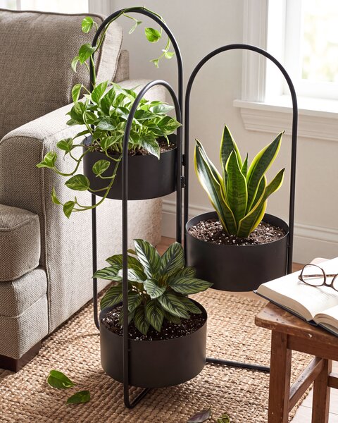 Virágállvány COLUTENA 56 cm Fém Fekete