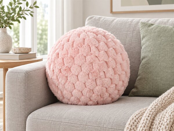 Díszpárna ROSEA 30 x 30 cm Műszőrme Rózsaszín Egyszínű
