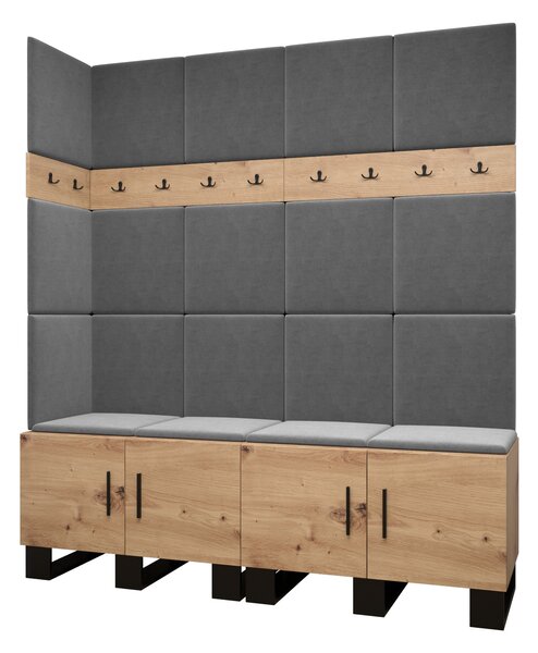 Előszobabútor Amanda 12 (artisan tölgy + sötétszürke)