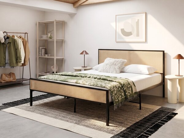 Ágy PE Rattan AVANTON 140 x 200 cm Fekete