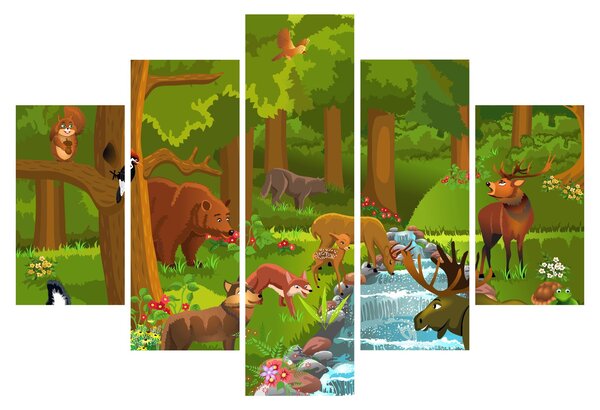 Gyermek kép állatokkal (150x105 cm)