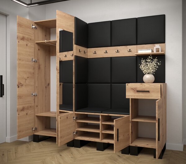 Előszobabútor Amanda 13 (artisan tölgy + fekete)