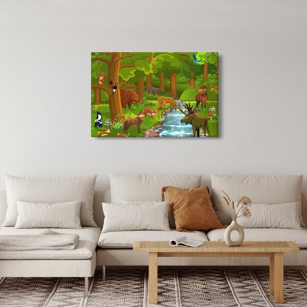 Gyermek kép állatokkal (90x60 cm)