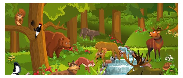 Gyermek kép állatokkal (120x50 cm)
