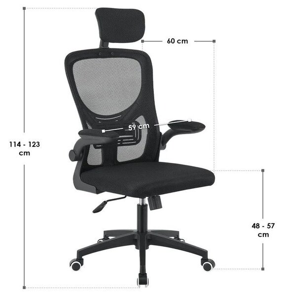 Ergonomikus irodai szék fejtámlával fekete