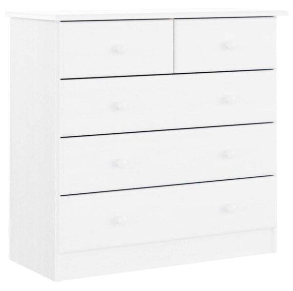 VidaXL Fehér Fenyőfa Komód - 5 Fiók - 77x35x73 cm