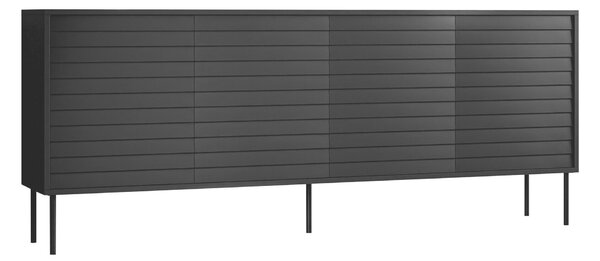 Szekrény Flosoru 102, Közepes sűrűségű farostlemez, Laminált forgácslap, 81x200x40cm, Fekete