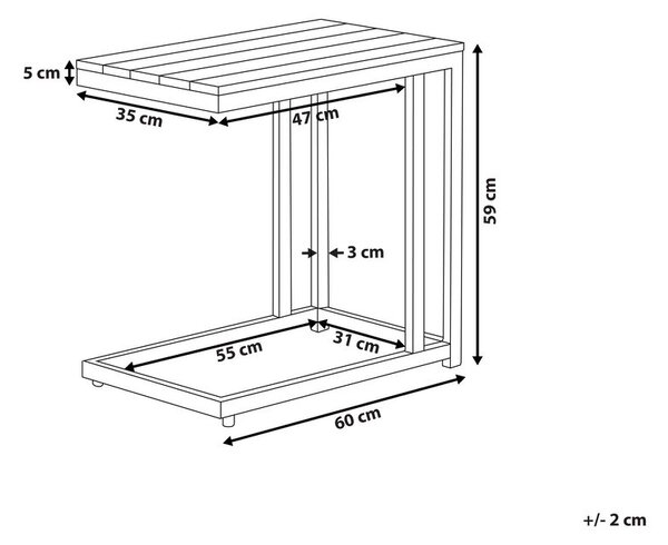 Kerti kisasztal MESSINA 60 cm 35 cm Fekete