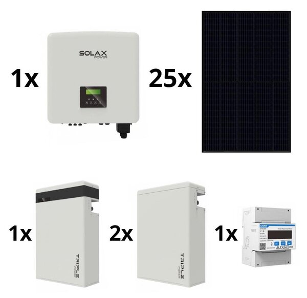 SolaX Power Napelemes készlet: SOLAX Power - 10kWp RISEN Full Black + 10kW SOLAX konverter 3f + 17,4 kWh akkumulátor SM9998-25ks