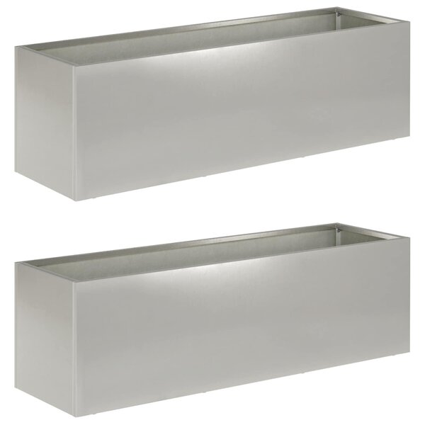 VidaXL Kerti cserép 2 db Ezüst 80 x 30 x 30 cm Rozsdamentes Acél