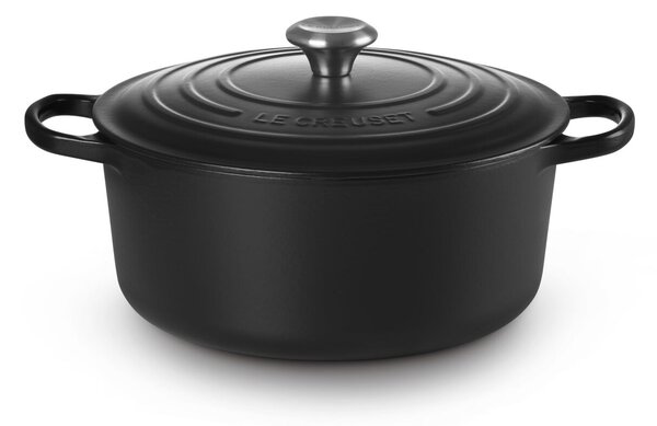 Le Creuset Signature kerek öntöttvas sütő-főzőedény, 28cm, 6,7 l, fekete
