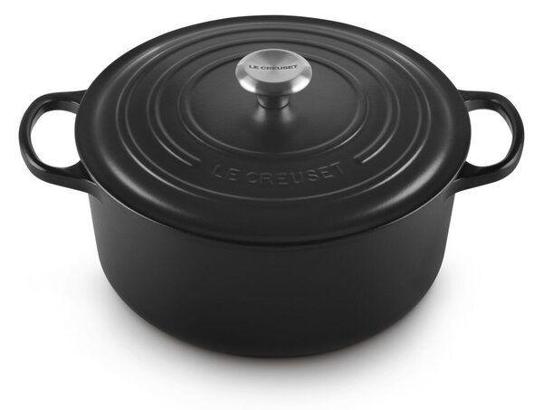Le Creuset Signature kerek öntöttvas sütő-főzőedény, 28cm, 6,7 l, fekete