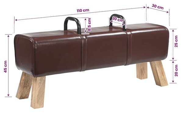 VidaXL pad Sötét Barna 110 x 30 x 45 cm Valódi Bőr