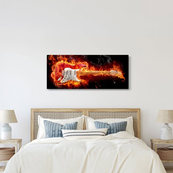 Kép - Gitár a lángokban (120x50 cm)