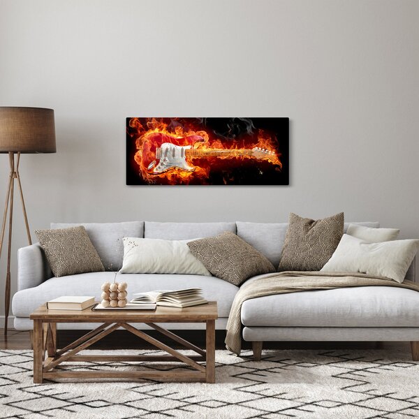 Kép - Gitár a lángokban (120x50 cm)