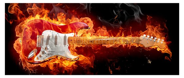 Kép - Gitár a lángokban (120x50 cm)
