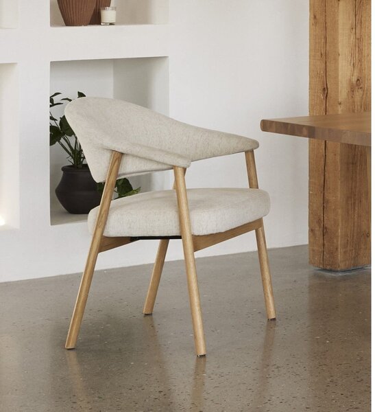 Krémszínű tölgyfa karfás étkezőfotel szett 2 db-os Elk – Unique Furniture