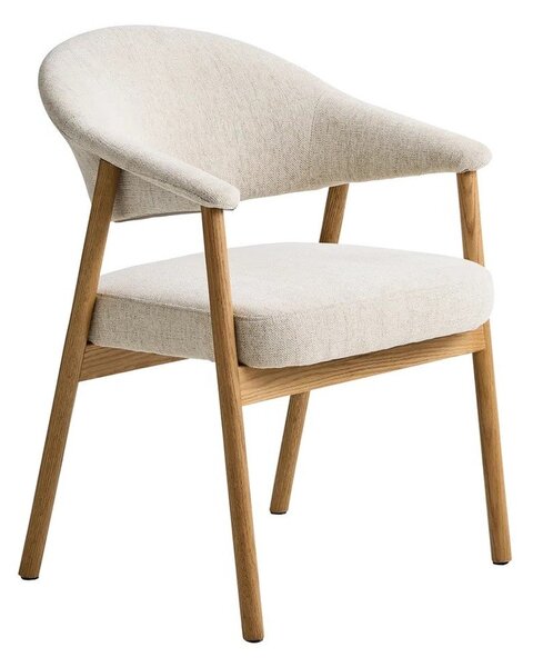 Krémszínű tölgyfa karfás étkezőfotel szett 2 db-os Elk – Unique Furniture