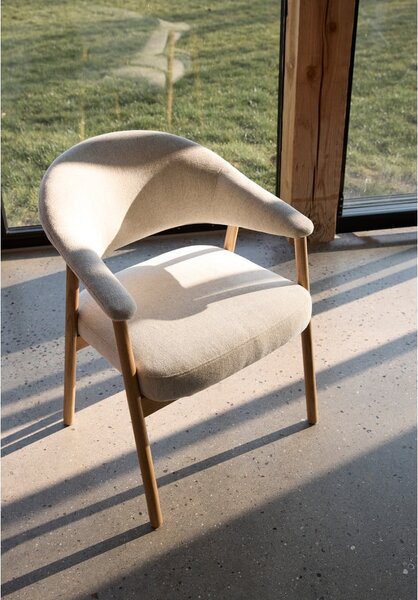 Krémszínű tölgyfa karfás étkezőfotel szett 2 db-os Elk – Unique Furniture